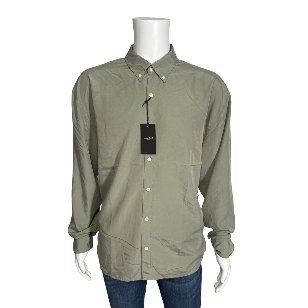 Abercrombie & Fitch Mens XL Modal Blend Button Down Shirt Sage Green NWT